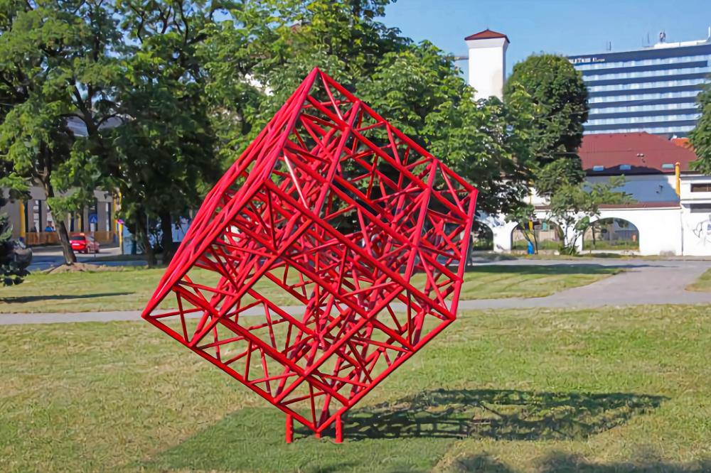 户外红色方形桁架